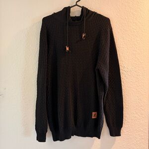 Black Knit Hoodie Sweater